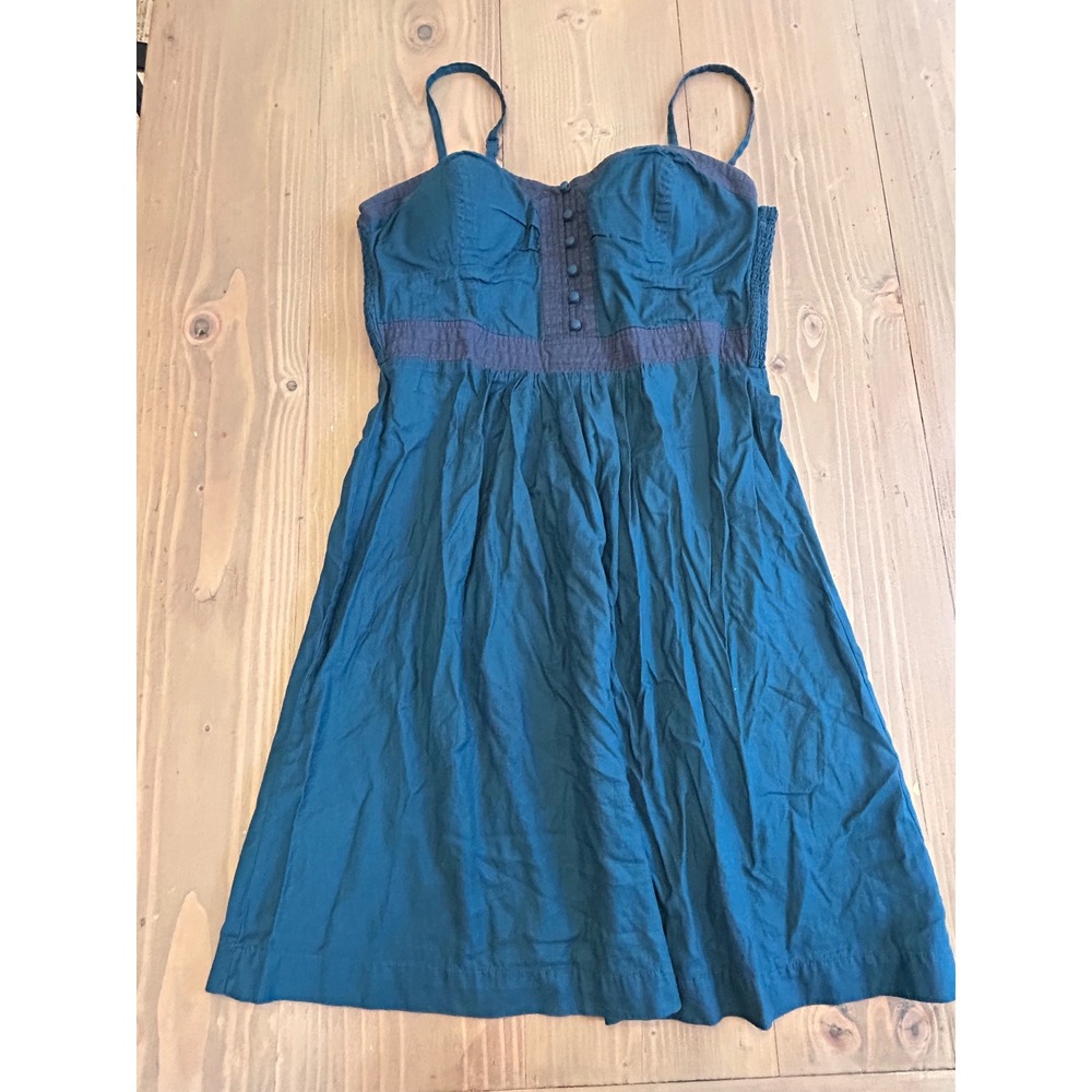 G7 American Eagle Women Teal Blue vintage y2k Button Front Sundress Size 10